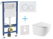 Geberit + kielle Set předstěnové instalace Duofix Delta + vortex rimless+ klozet a sedátko se SoftClose kielle Oudee + tlačítko Delta20, bílá