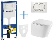 MAKA Geberit Duofix Delta - sada pro závěsné WC + závěsné WC vířivé splachování + sedátko softclose + tlačítko Delta Zero, bílá