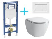 Geberit + Laufen Sada pro závěsné WC 111.355.00.5 BY + rimless klozet a sedátko Laufen Lua + tlačítko Sigma20, bílá/bílá matná