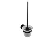 Sapho X-ROUND BLACK WC štětka závěsná, mléčné sklo, černá mat