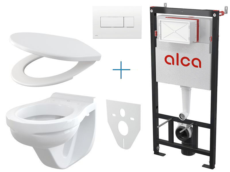 Alcadrain Sádromodul - sada pro závěsné WC AM101/1120 + WC mísa ALCA  a WC sedátko A60 + ovládací tlačítko M370, bílá