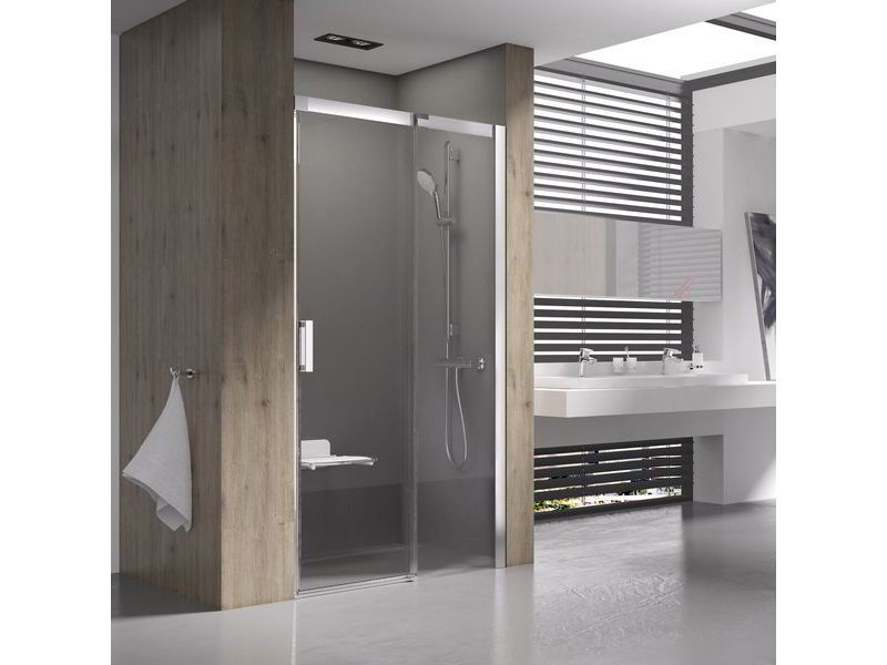 Výprodej - Ravak Matrix sprchové dveře MSD2, 107,5-111,5x195 cm, pravá, bílá, dekor transparent