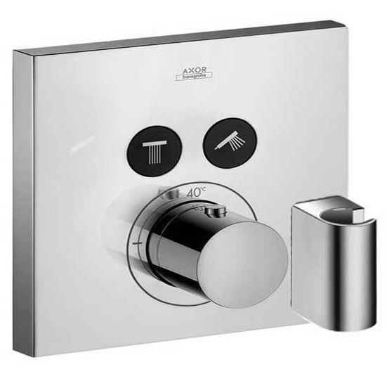AXOR ShowerSelect Termostat pod omítku Square pro 2 spotřebiče s jednotkou FixFit a držákem, chrom