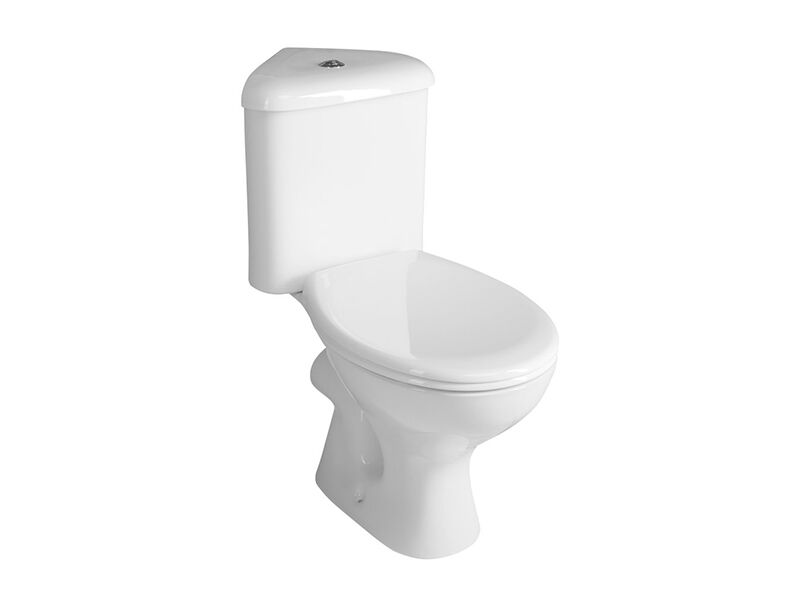 Aqualine CLIFTON rohové WC kombi, dvojtlačítko 3/6l, zadní odpad, bílá