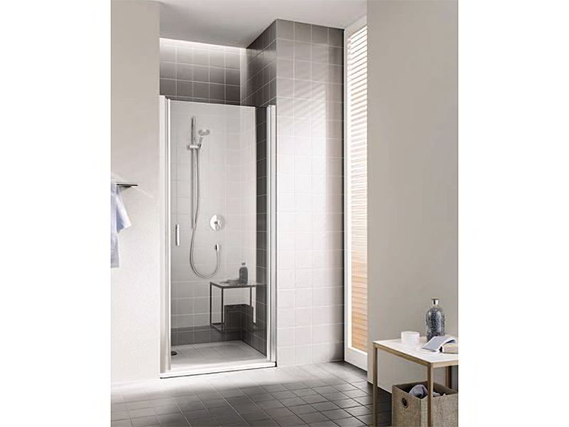Kermi Cada XS kyvné sprchové dveře 86-91x200 cm, panty vpravo, stříbrná vysoký lesk, číré sklo, CadaClean