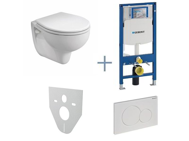 Geberit Duofix - Sada pro závěsné WC + klozet a sedátko Kolo REKORD, bílá
