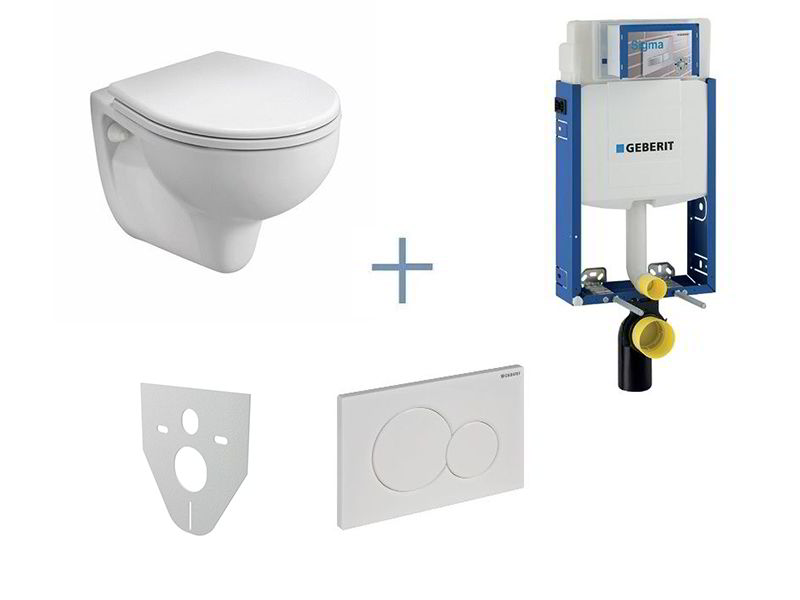 Geberit Kombifix - Sada pro závěsné WC + klozet a sedátko Kolo REKORD, bílá