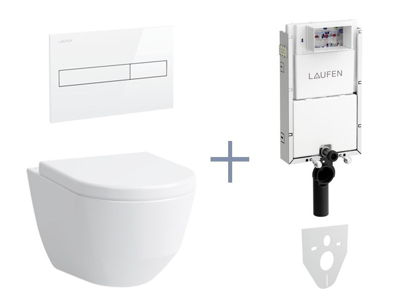 Laufen TW1 - Sada pro závěsné WC + klozet rimless a sedátko Laufen Pro + tlačítko, bílá