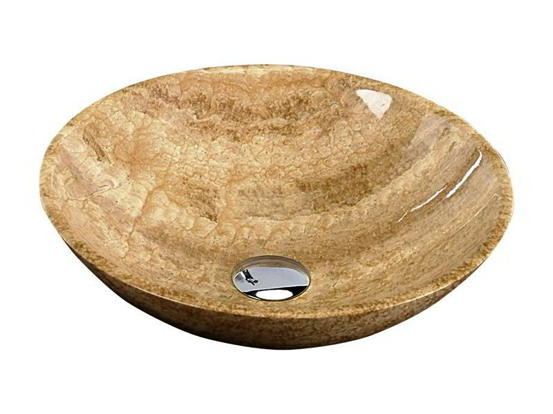 Výprodej vzorku - Sapho BLOK 1 kamenné umyvadlo průměr 40 cm, leštěná strata
